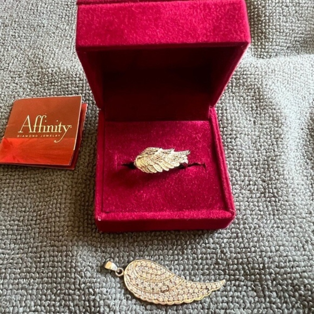 Affinity Diamond & Sterling Silver Angel Wings Ring-8 ONLY
